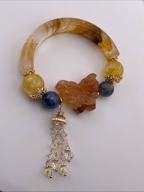 Fire Quartz Half-Bangle Bracelet - The Gem Studio